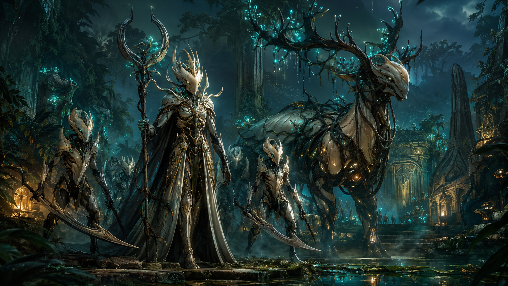 Verdant Court seer, organic warriors and antlered living engine